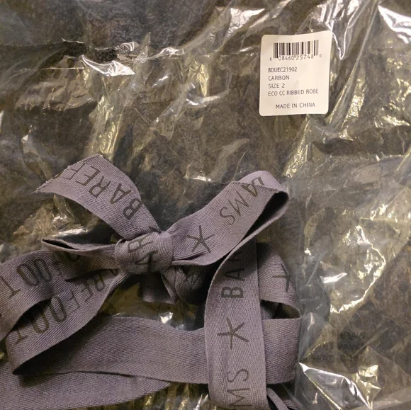 Barefoot Dreams Eco CozyChic Ribbed Robe Sz 2 Christmas Gift Carbon Charcoal - Picture 9 of 16